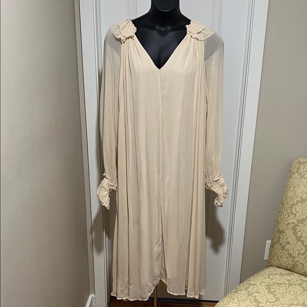 Anthropologie Cream Long Sleeve Dress